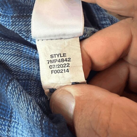 Lucky Brand Men's Plaid Collared Long Sleeve Flannel Button Up Shirt Blue Large - Picture 5 of 8